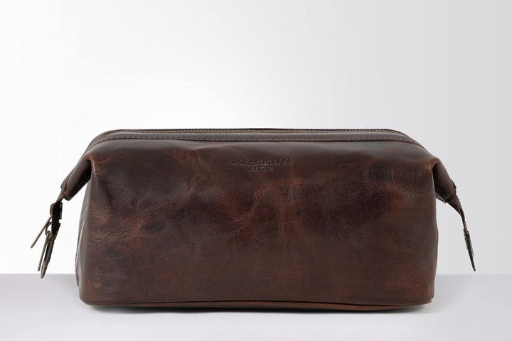 HOLZRICHTER Berlin Kulturbeutel No 5-1 (M) Marone - Grosse, hochwertige Kulturtasche handgefertigt a