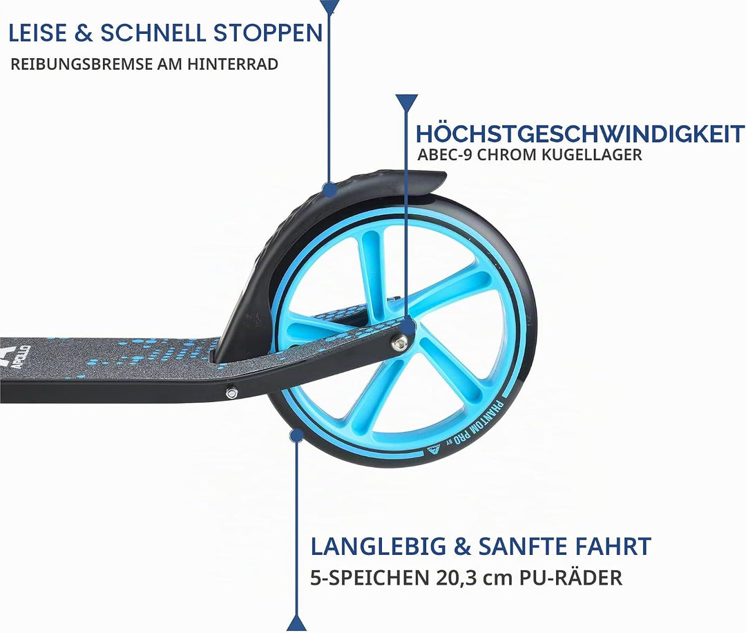 Apollo XXL Wheel Scooter - Phantom Pro Cityroller | Klappbarer City Roller für Kinder | Höhenverstel