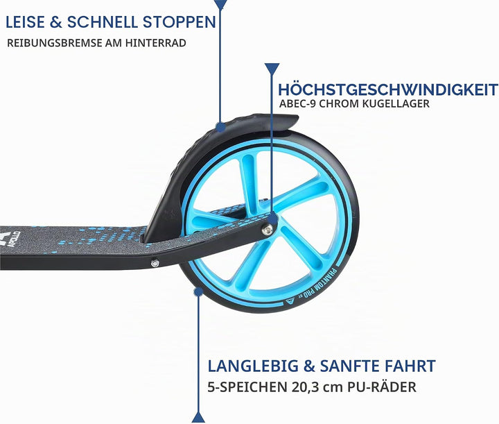 Apollo XXL Wheel Scooter - Phantom Pro Cityroller | Klappbarer City Roller für Kinder | Höhenverstel