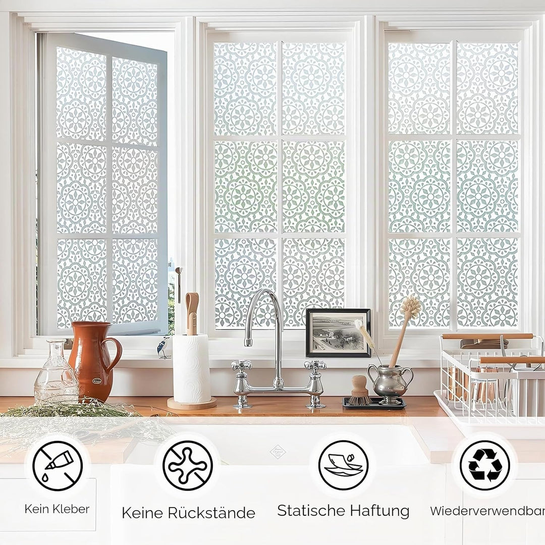 Lifetree Fensterfolie Blickdicht Selbsthaftende Sichtschutzfolie Fenster Dekofolie Privatsphäre Stat
