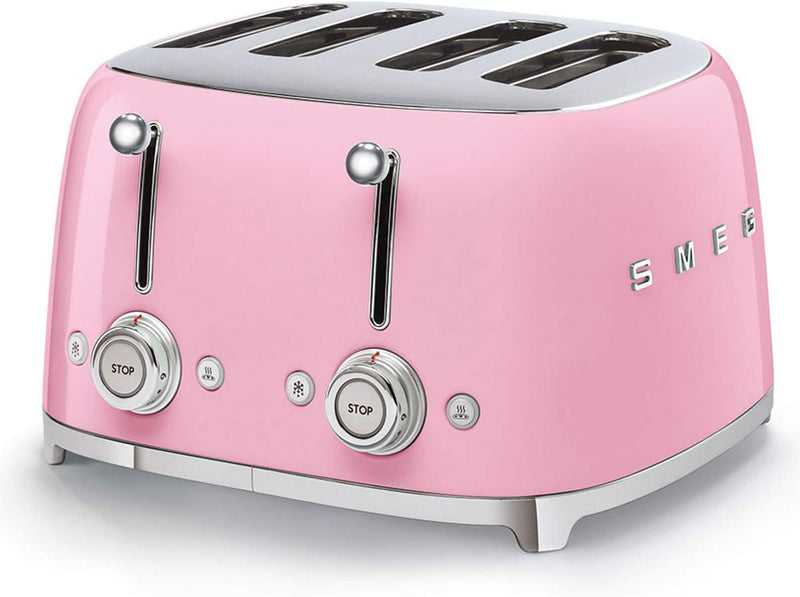 SMEG, 4-Schlitz-Toaster TSF03PKEU, 4 extra breite Toastschlitze, 2 x 6 Röstgradstufen, 2 x 3 Automat