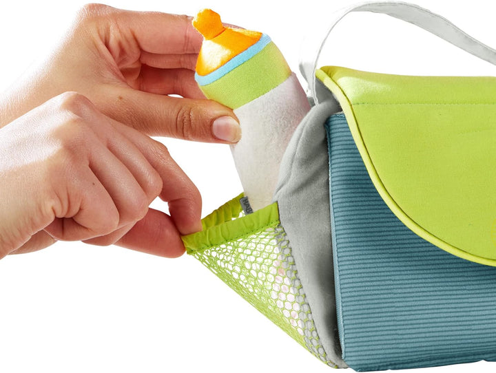 HABA 306516 - Wickeltasche Sommerwiese, Zubehör für Puppen ab 1,5 Jahren