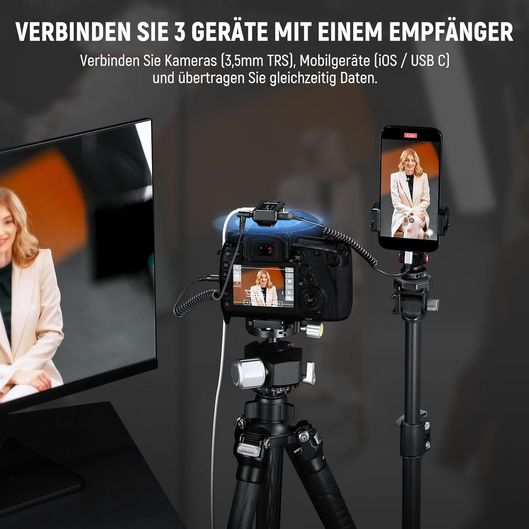 NEEWER CM28 PRO Drahtloses Lavalier Mikrofon + Ladekoffer & Reinigungstuch, Rauschunterdrückung 9 St