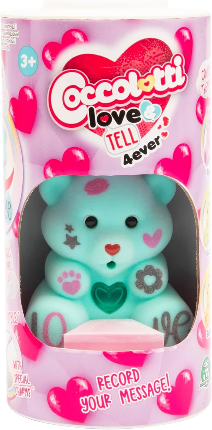 Coccolotti Love&Tell 4ever - Aquamarin-Bär, mit Aufnahmefunktion und Schlüsselanhänger, interaktive