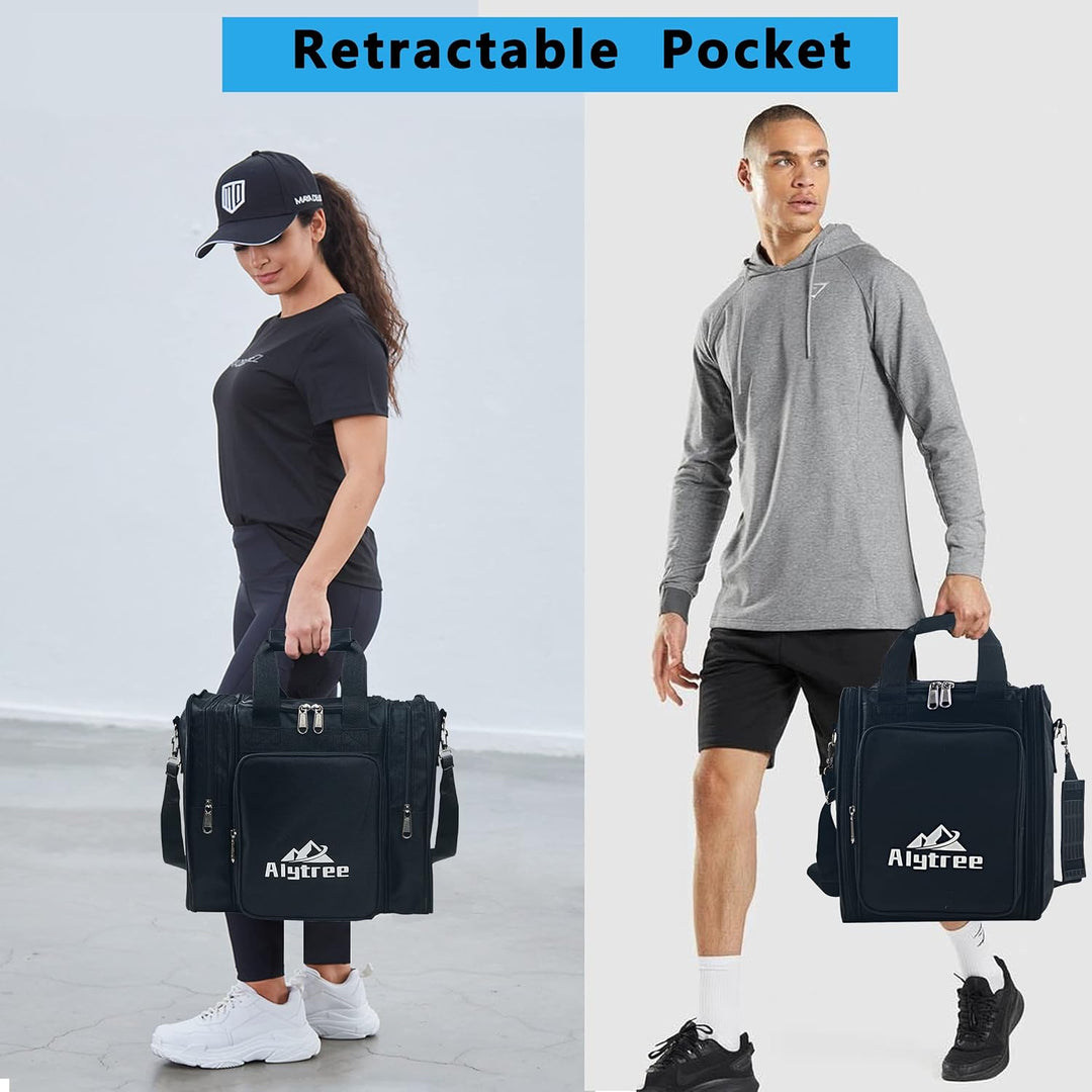 Non-Collapse Bowling Bag, Bowling Ball Bag with 2 Retractable Pockets, Adjustable Bowling Tote Bag w