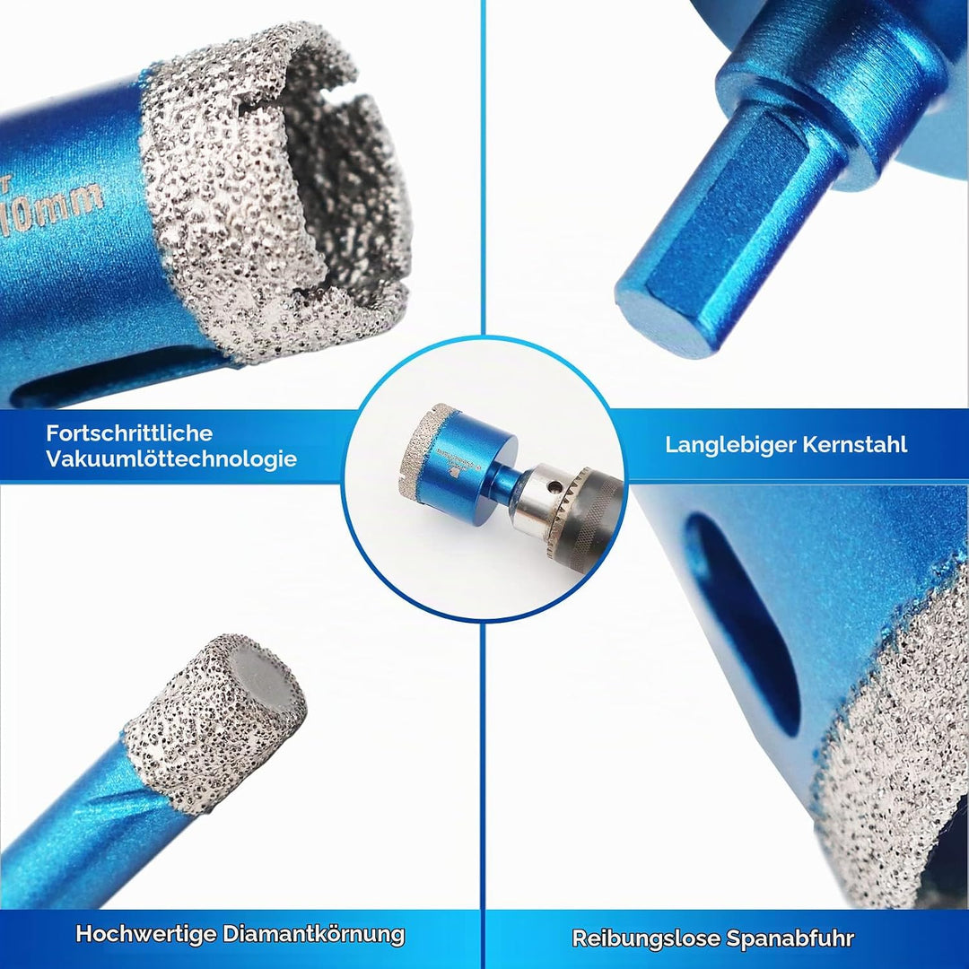 Diamant Trockenbohrer Fliesenbohrer set - BRSCHNITT Diamantbohrer Lochsäge für Fliesen Porzellan Ker