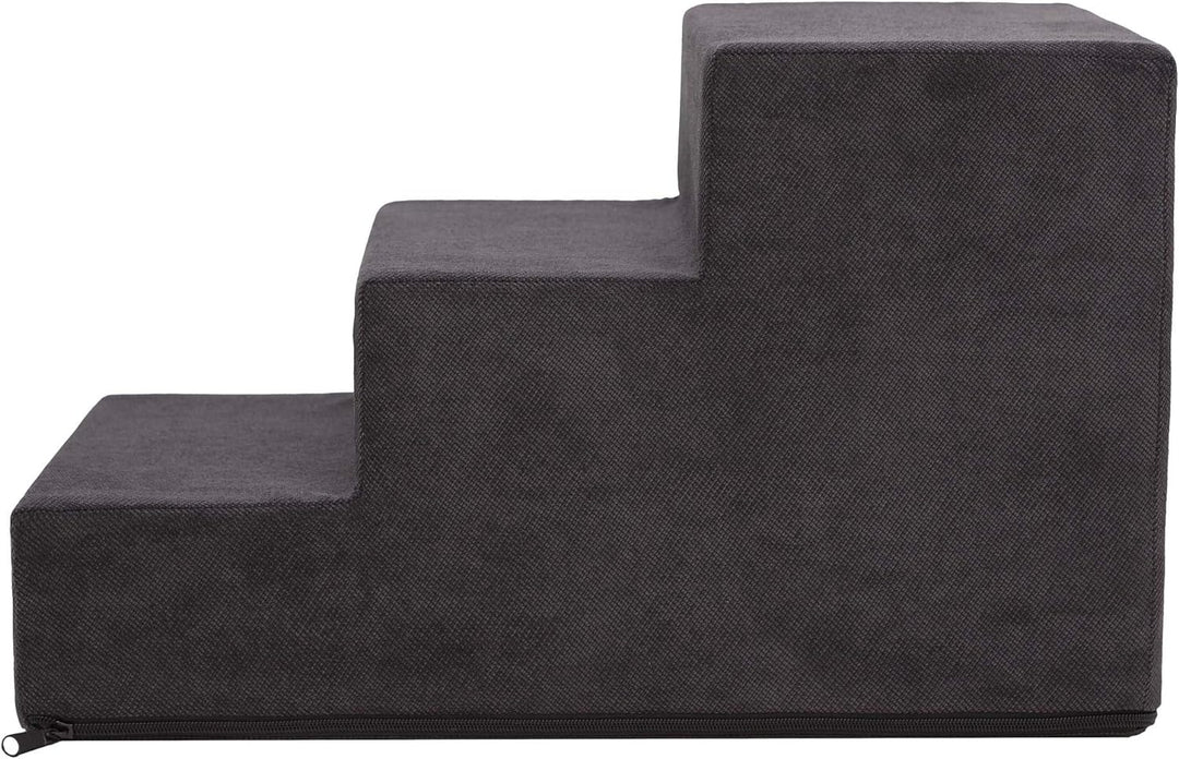 PillowPrim Tiertreppen Einganghilfe Kleinere Hunde Stufen Rampe Katzentreppe 3 Stufen Klein Schwarz