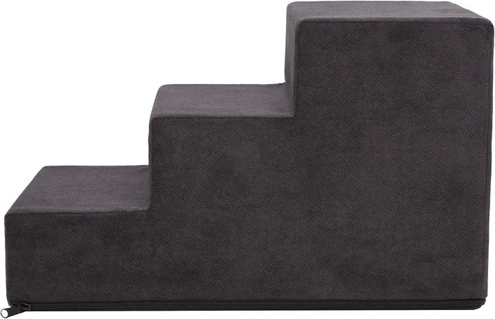 PillowPrim Tiertreppen Einganghilfe Kleinere Hunde Stufen Rampe Katzentreppe 3 Stufen Klein Schwarz