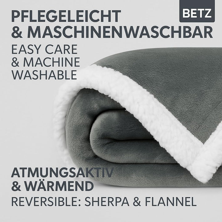 Betz Luxus Flanell Sherpa Kuscheldecke Flauschig Sofa Fleecedecke Verona - Wohndecke XXL Warm Sofade