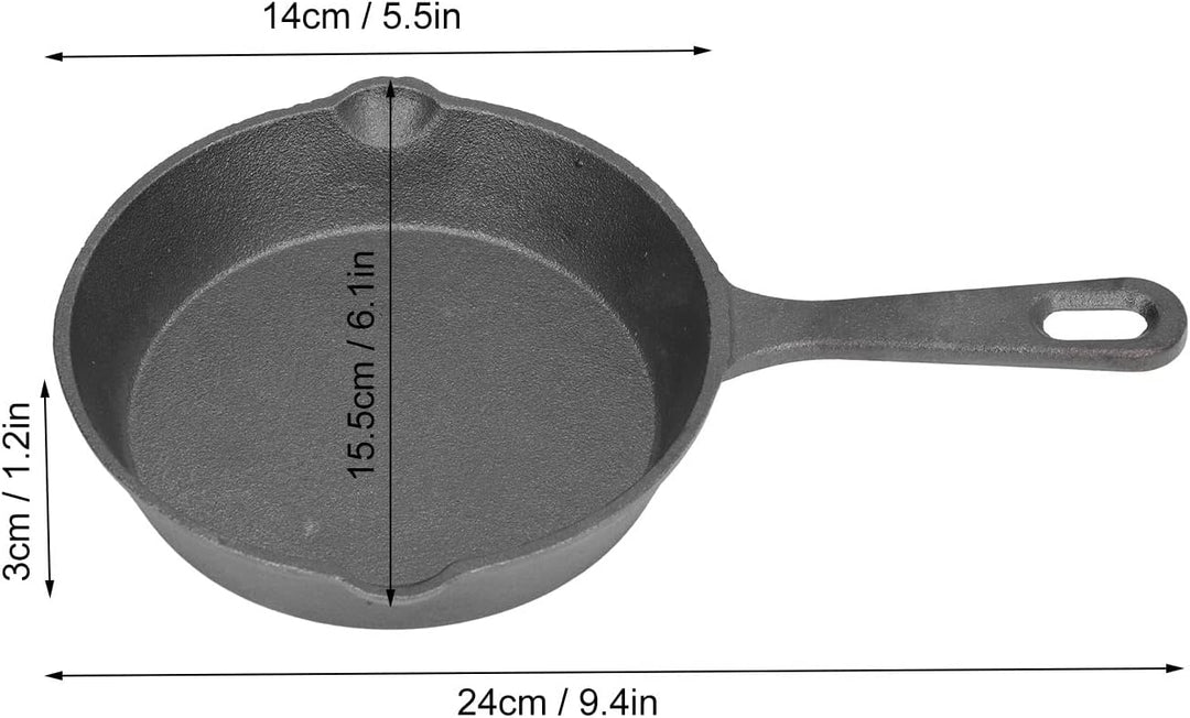 14cm Gusseisenpfanne, Rund Grillpfanne Gusseisen Pfanne Bratpfanne mit Griff Kochen Eisenpfanne für