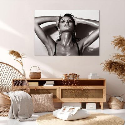 Bilder auf Leinwand 100x70cm Leinwandbild Frau Eleganz Sommer nass Gross Wanddeko Bild Schlafzimmer