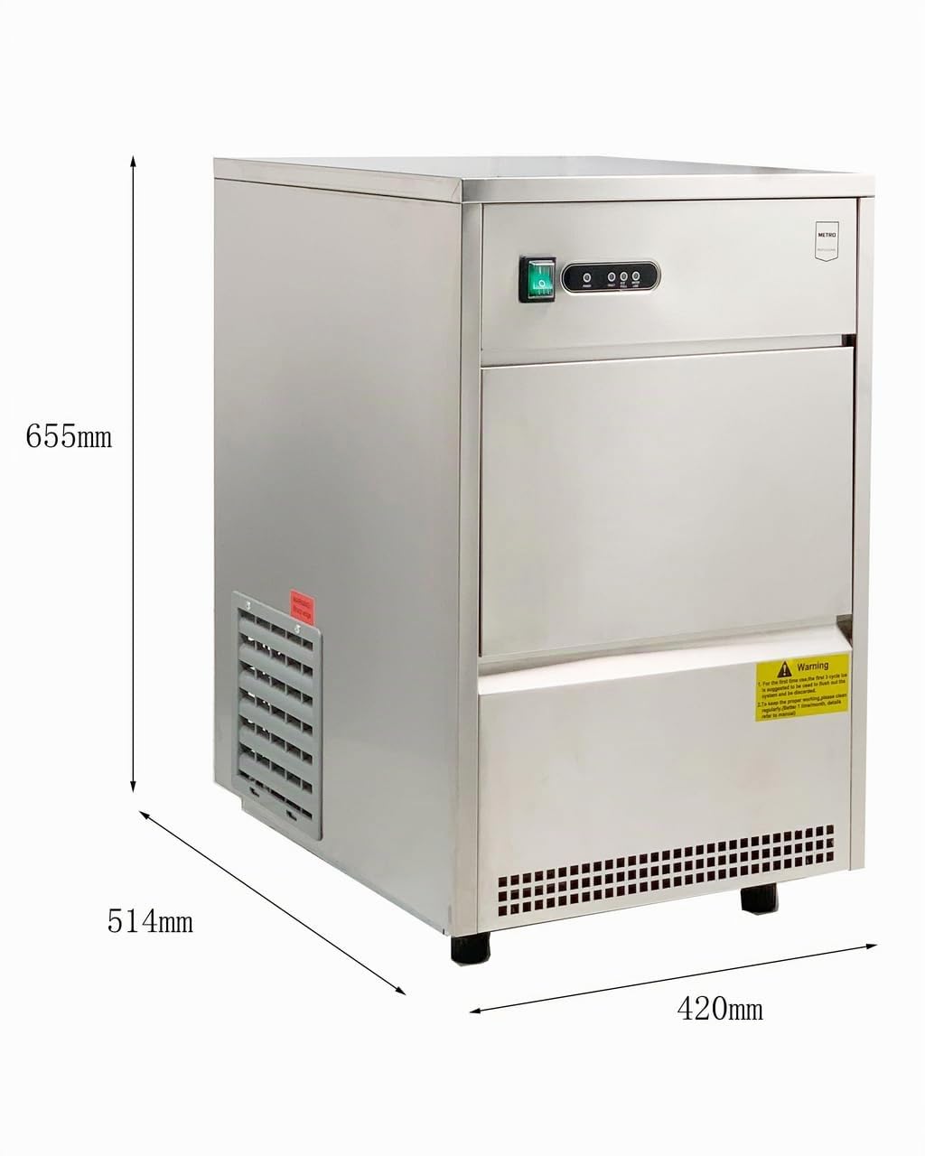 METRO Professional Eiswürfelmachine GIM1026B, Edelstahl, 42 x 51.4 x 65.5 cm, 170 W, silber, 42 x 51