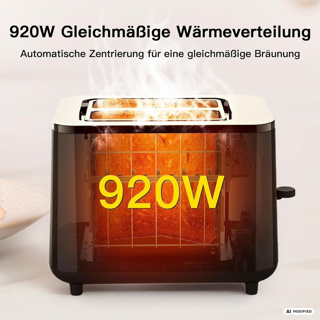 aeco toastlab PRO Toaster 2 Scheiben mit LED-Touch - extra breite Schlitze, 6 Stufen, Brotzentrierun