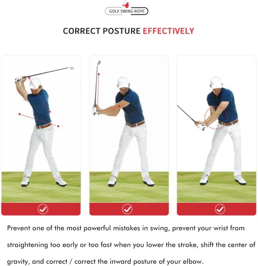 Dapuly Golf Schwung Training Hilfe Seil, Tragbarer Golfschwung-Trainer Training Einstellbare Griff G