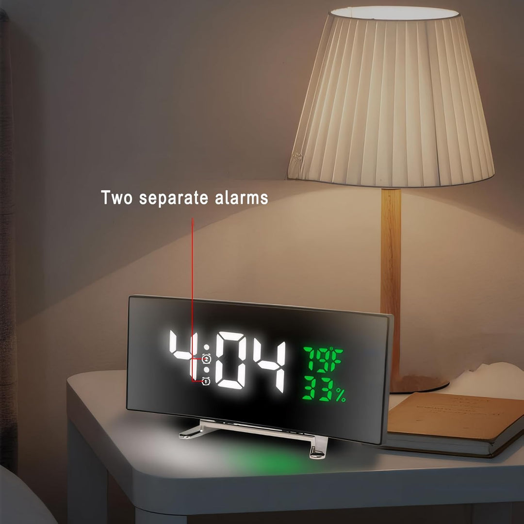 Lancoon LED Digitalwecker mit Temperatur Luftfeuchtigkeitsanzeige 6 Zoll gebogener Bildschirm Snooze