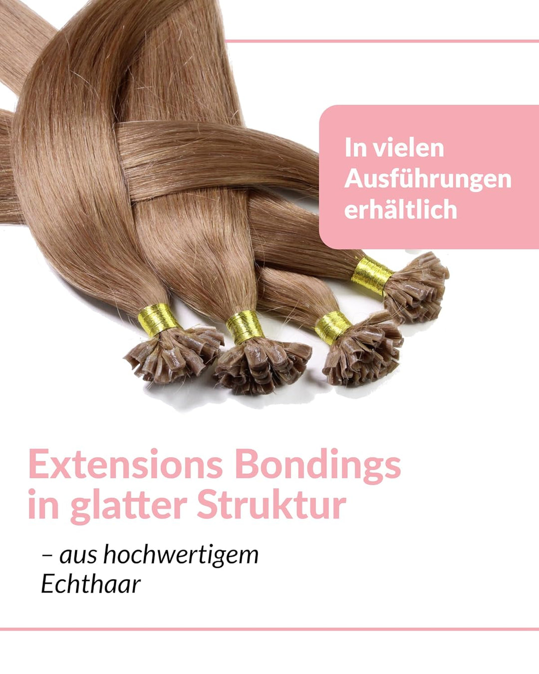 hair2heart Extensions Echthaar Bondings Glatt - 150 Strähnen 0.5g 40cm Dunkelblond 