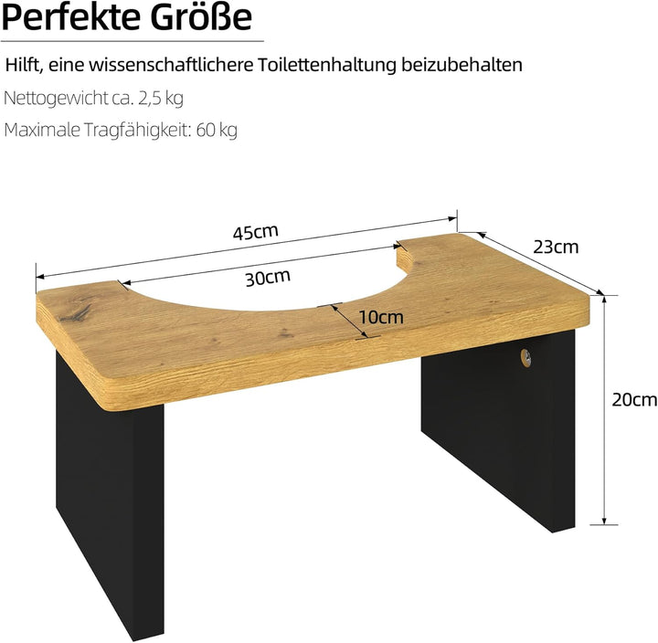 1 Stück Toilettenhocker Klohocker für Erwachsene, Fussbank Holz Toilettenstuhl Fussschemel WC Hocker