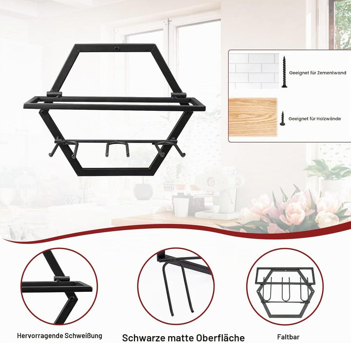 Giyiprpi Metall Wandmontierter Weinhalter Stemware Glass Rack, 2Pcs Hängendes Glas Weinregal Wandbeh