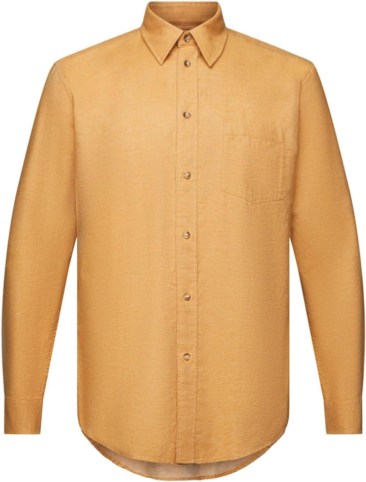 ESPRIT Hemd in melierter Optik, 100% Baumwolle S Camel, S Camel