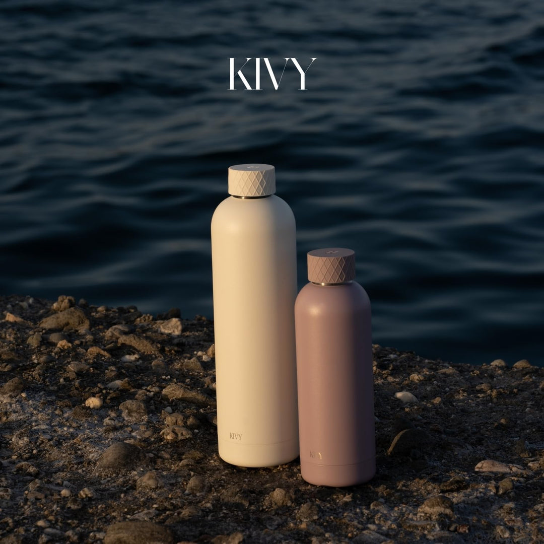 KIVY Edelstahl Trinkflasche 750ml - Auslaufsicher &amp; Kohlensäure geeignet | 24h kalt | 18h Heiss - Th