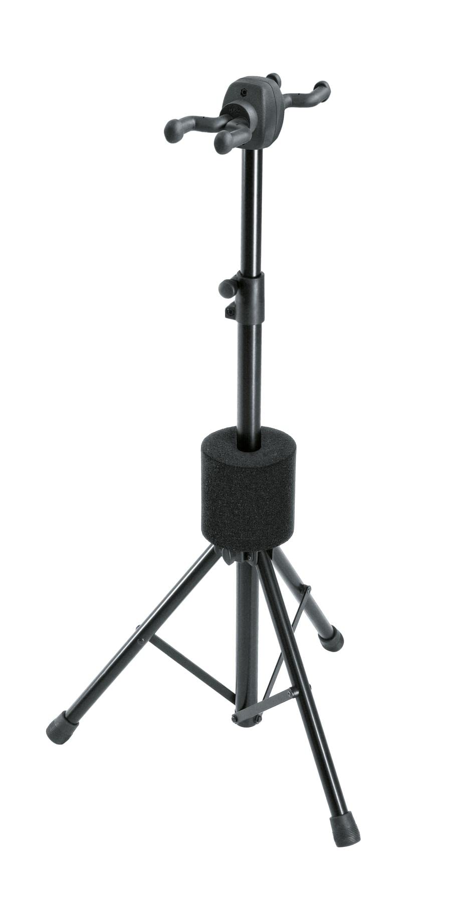 K&M 17620 E+A-Gitarrenständer Double Schwarz - Einhängesystem für 2 Gitarren - Aufstellmass 76 cm Du