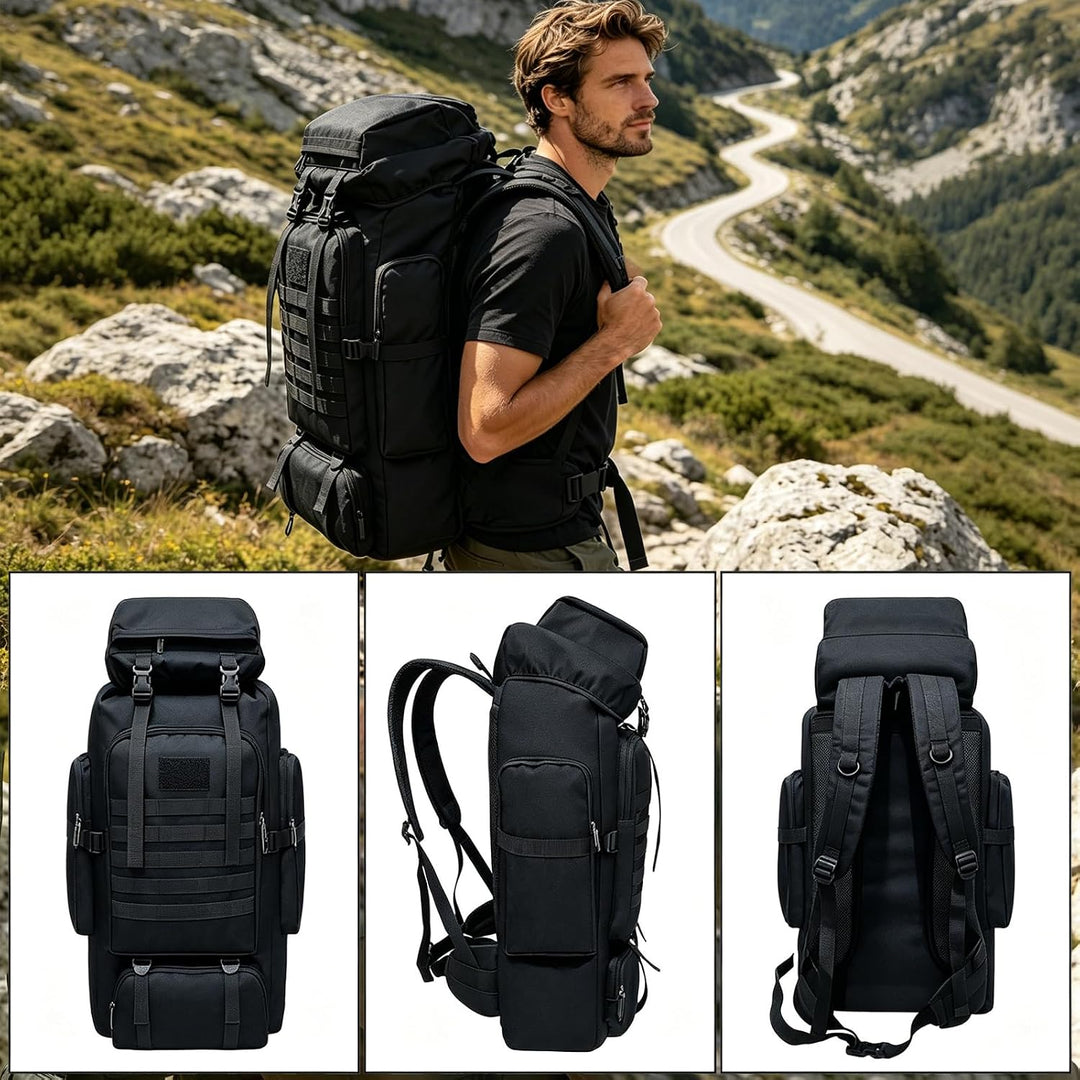 80L Wanderrucksack Campingrucksack, 80 Liter Grosses Fassungsvermögen Outdoor-Rucksack Reiseklettern