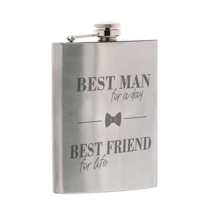 Edelstahl Flachmann Gross mit Gravur - Best Man for A Day Best Friend for Life - Geschenkidee für Tr