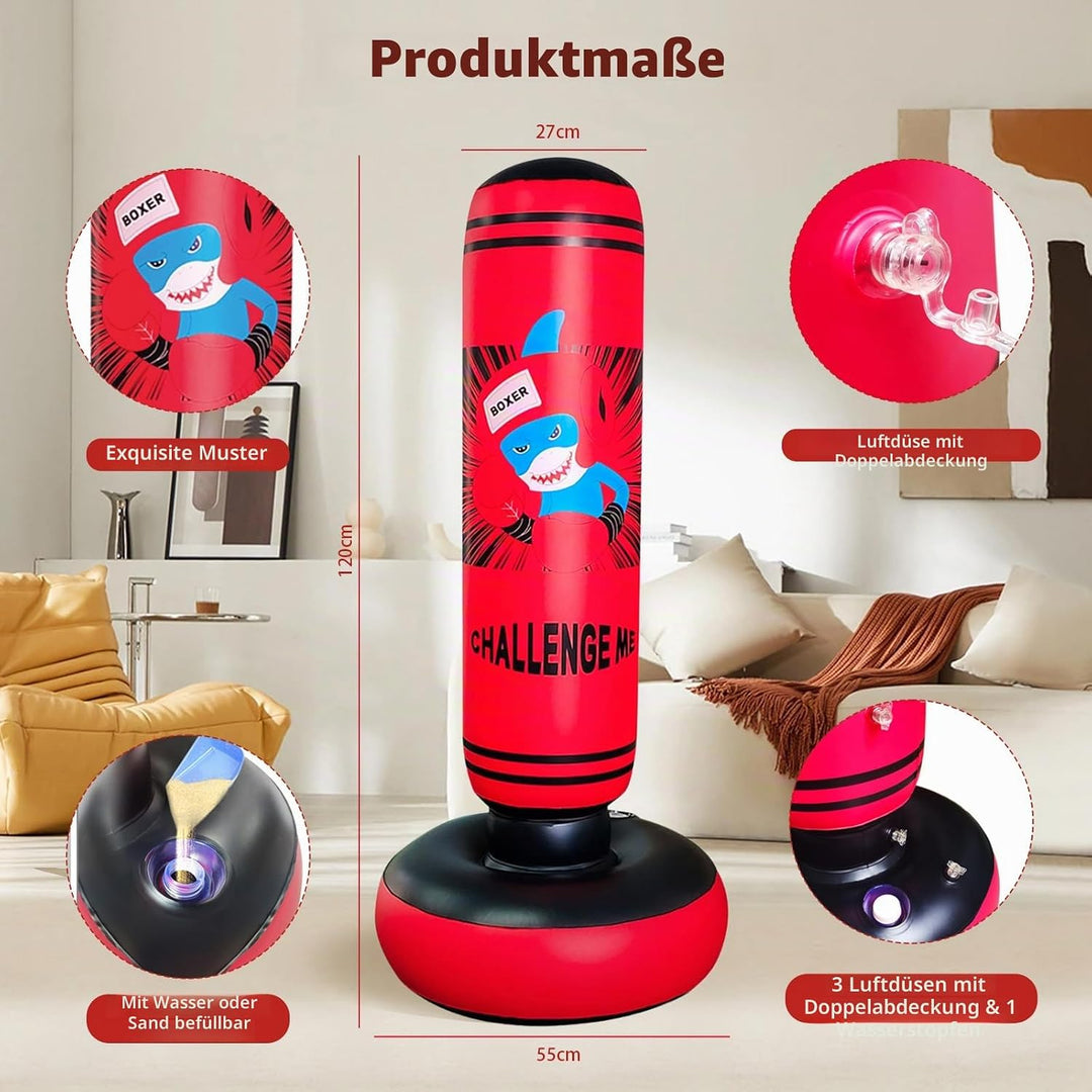 Aufblasbarer Boxsack, 47. 24 Zoll Boxsack, De-Stress Boxsack für Kinder für Junge/Mädchen, Boxsack F