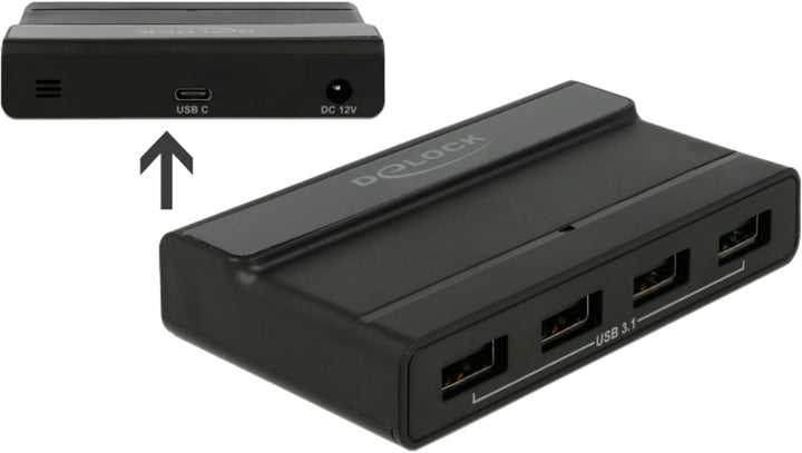 Delock 64053 Externer USB 3.1 4 Port Hubmit10Gbps Single