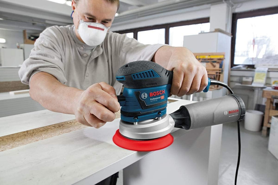Bosch Professional Exzenterschleifer GEX 40-150 (inkl. Zusatzhandgriff, Staubbox, Schleifteller-⌀ 15