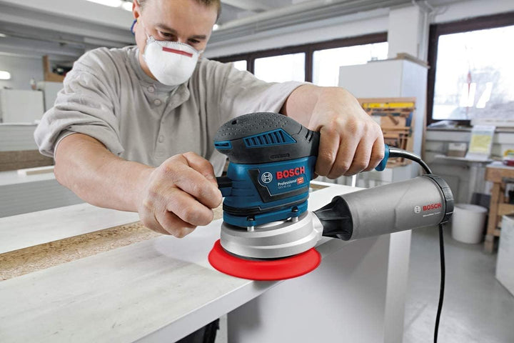Bosch Professional Exzenterschleifer GEX 40-150 (inkl. Zusatzhandgriff, Staubbox, Schleifteller-⌀ 15