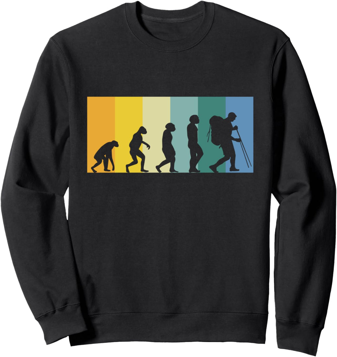 Evolution Wanderer - wandern retro vintage Farben Sweatshirt