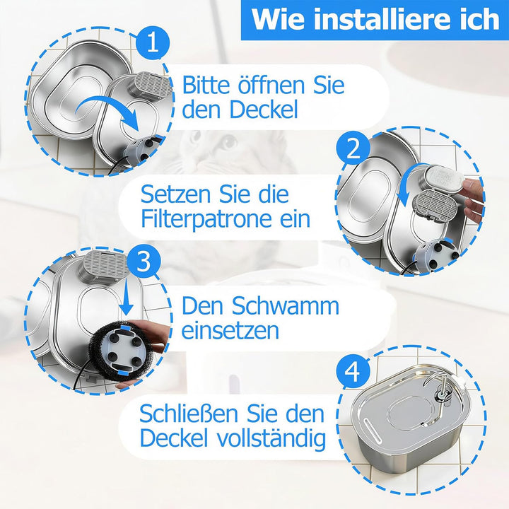 60er Pack Katzenbrunnen Filter Set, 30 Stück Kohlefilter und 30 Stück Schaumfilter, Filter für Katze