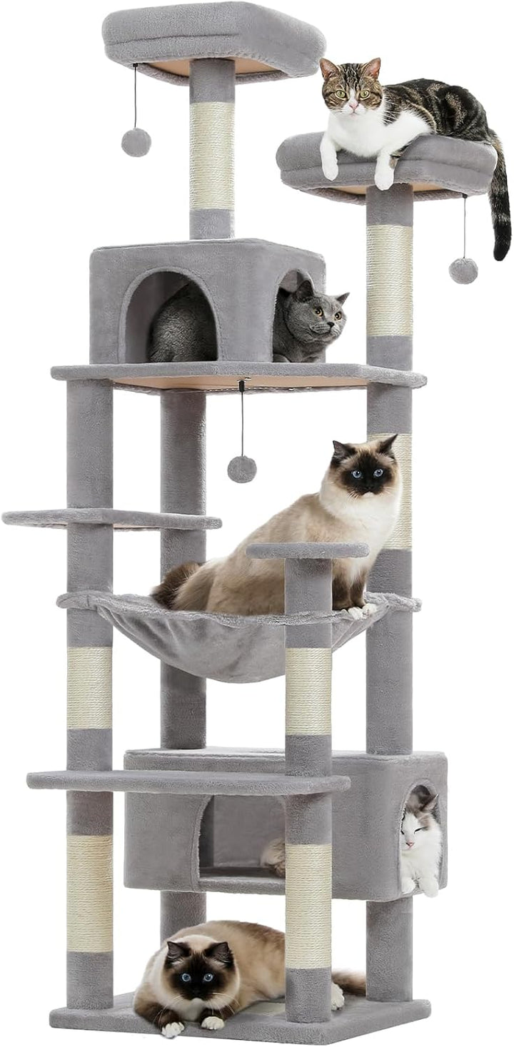 PAWZ Road Kratzbaum für grosse Katzen, 184 cm, 1,9 m grosser Katzenturm mit Sisalüberzogenen Kratzbä