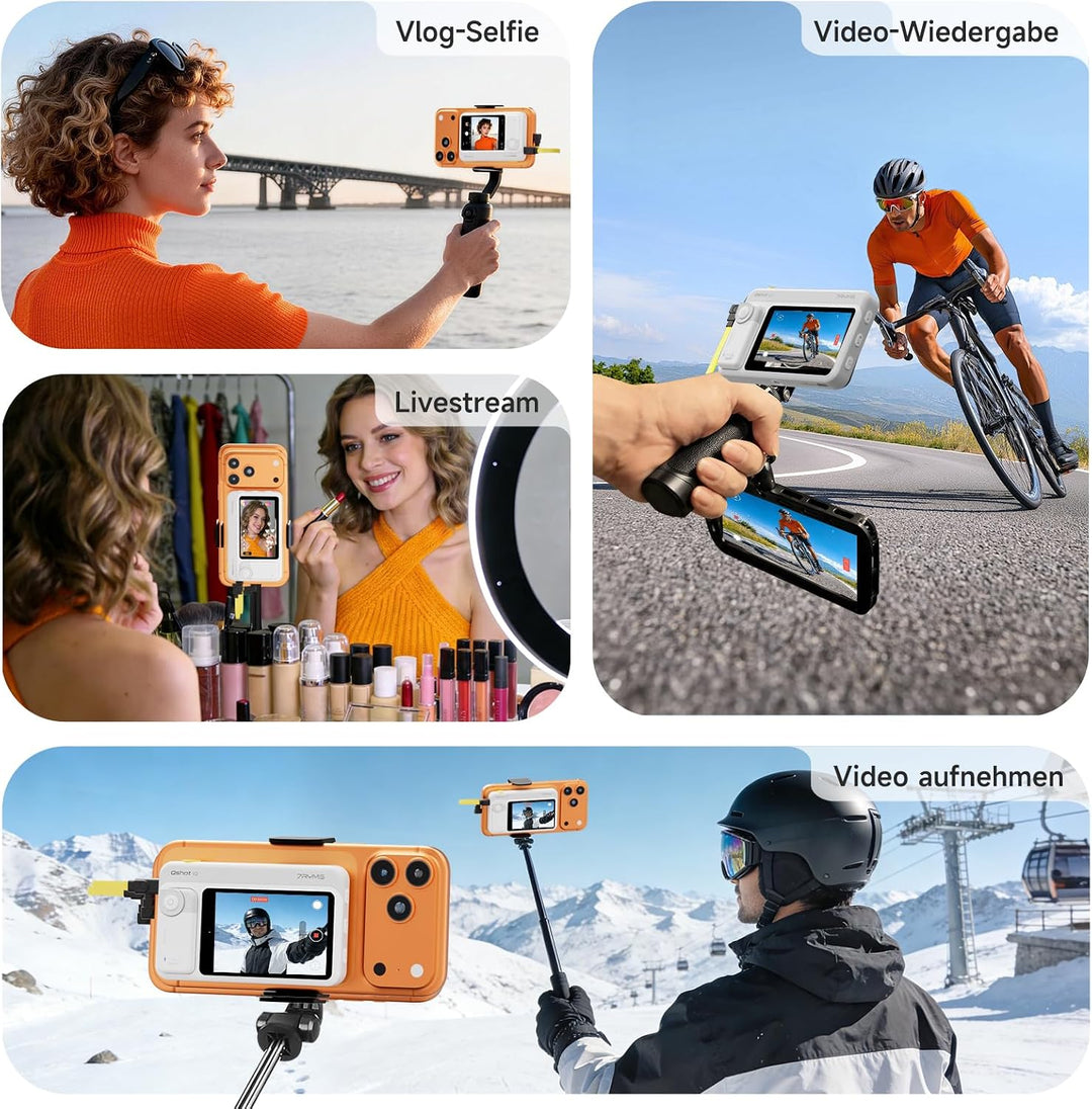 7RYMS Qshot V2 Kabelgebundener Selfie-Monitor für iPhone 17/16 & Android, Magnetischer Smartphone Mo