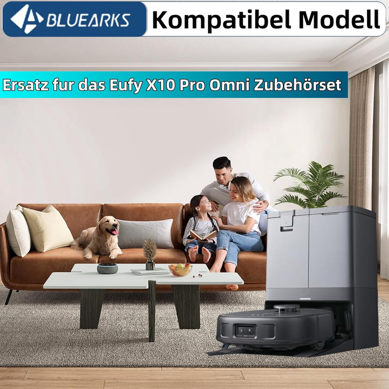 Bluearks 19 Stück Zubehörset für Eufy X10 Pro Omni,1 Hauptbürste, 4 Wischmopps, 4 Hochleistungsfilte