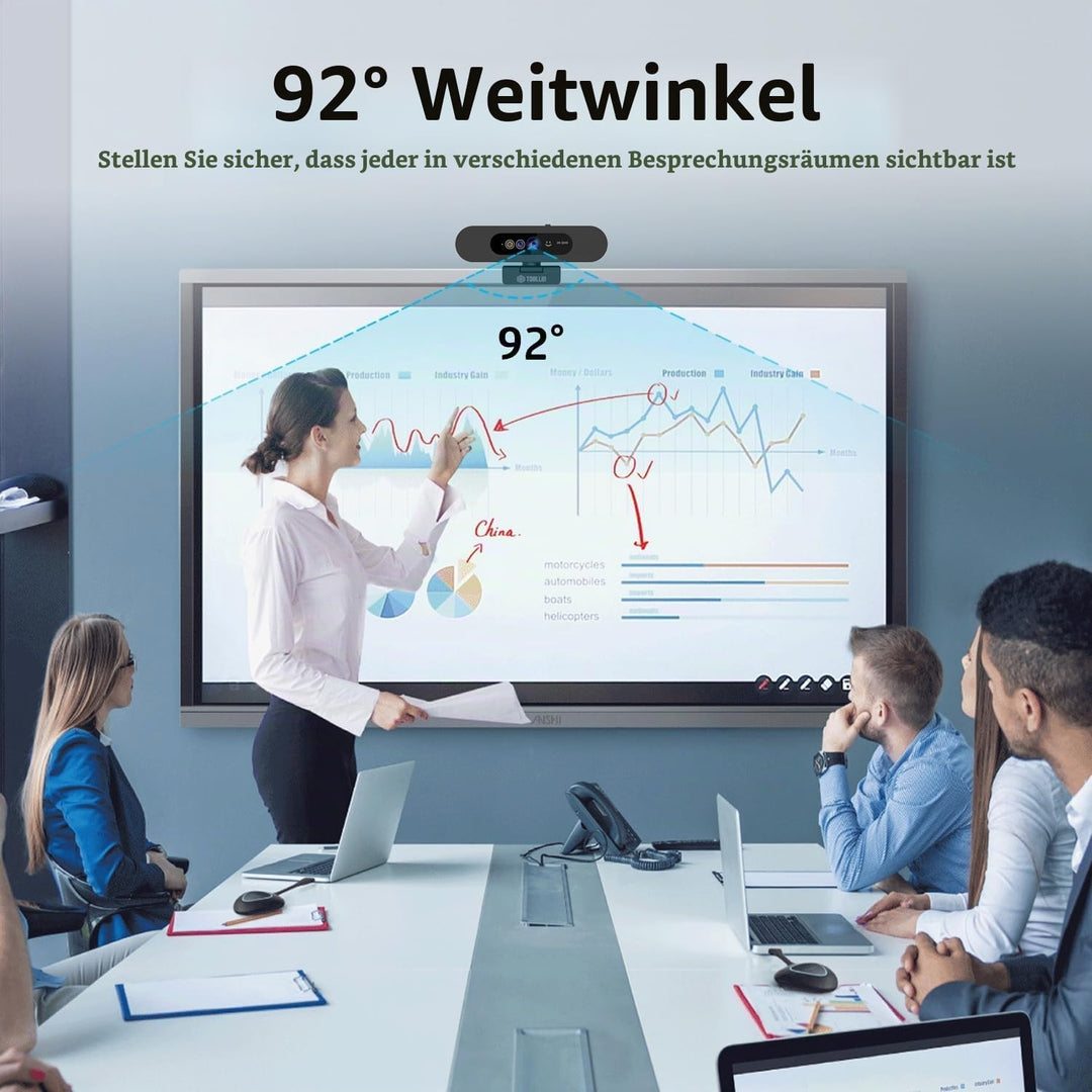 TOALLIN 2K QHD-Webcam für Windows Hello Face Login, IR-Gesichtserkennungskamera, USB-Webcam mit Mikr