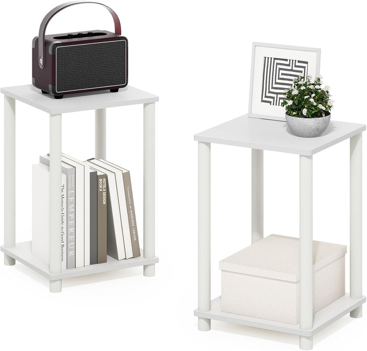 Furinno Turn-N-Tube Haydn Beistelltisch, Weiss/Weiss, 2er-Set Weiss/Weiss 2er set, Weiss/Weiss 2er s