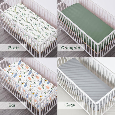 Bimocosy Spannbettlaken Spannbetttücher & Laken für Babybetten Kinderbett 70x140cm/60x120 cm, Mikrof