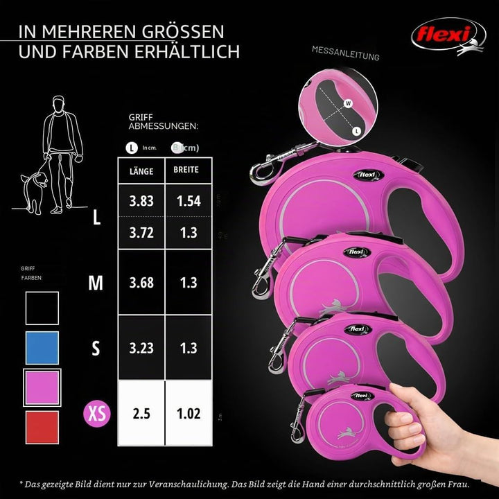 Flexi Klassische einziehbare Hundeleine, ergonomisch, langlebig und verhedderungsfrei, für Hunde bis
