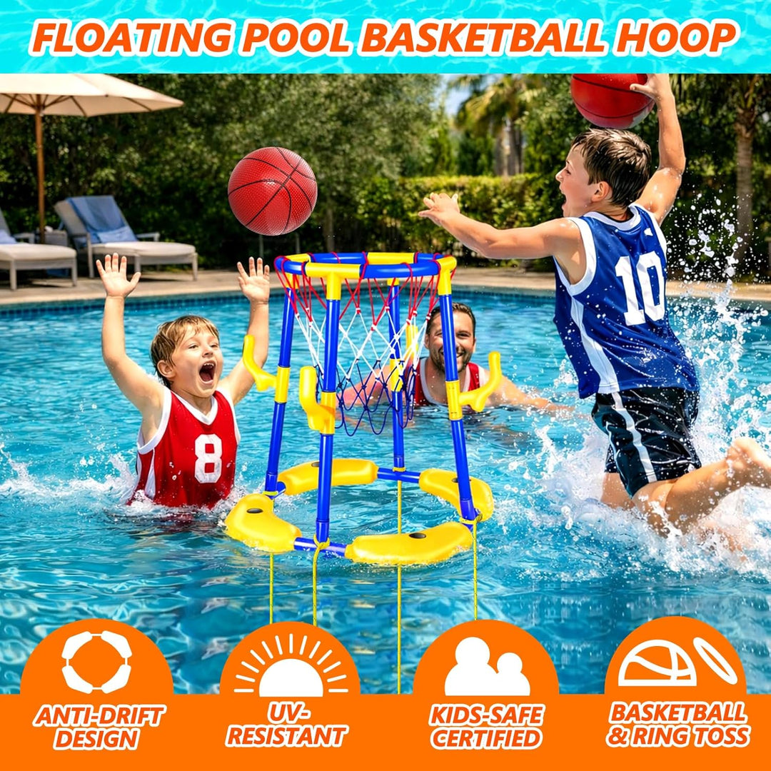 Pool Basketballkorb Set_Schwimmender Basketballkorb Blue-Yellow, Blue-Yellow