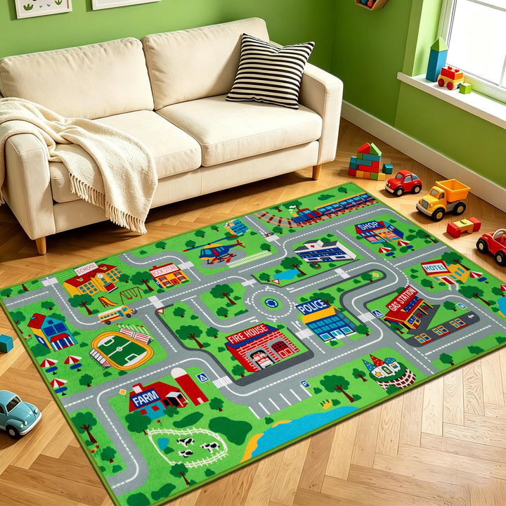 Capslpad Automatte für Kinder, 80x150 cm, Stadt- und Strassenmotiv, rutschfest, interaktiv, Spielzim