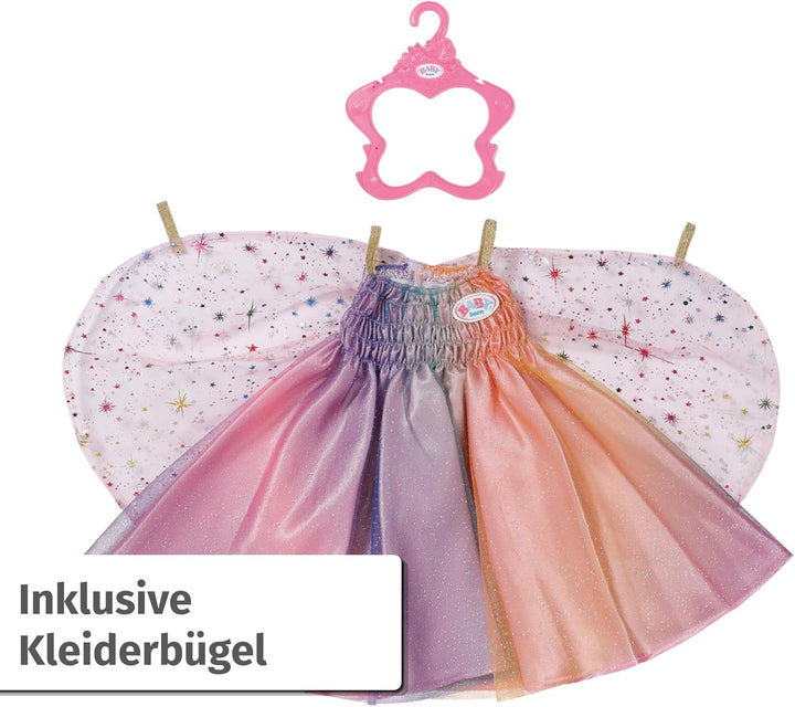Baby Born Regenbogenkleid, Puppenkleid mit Flügeln und Glitzer für 43cm Puppen, 836132 Zapf Creation