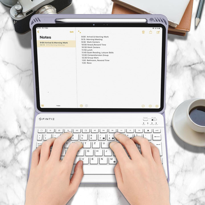 FINTIE Tastatur Hülle für iPad Air 11 Zoll M2, iPad Air 6/5/4 (2024/2022/2020) 10,9 Zoll, TPU Rücksc