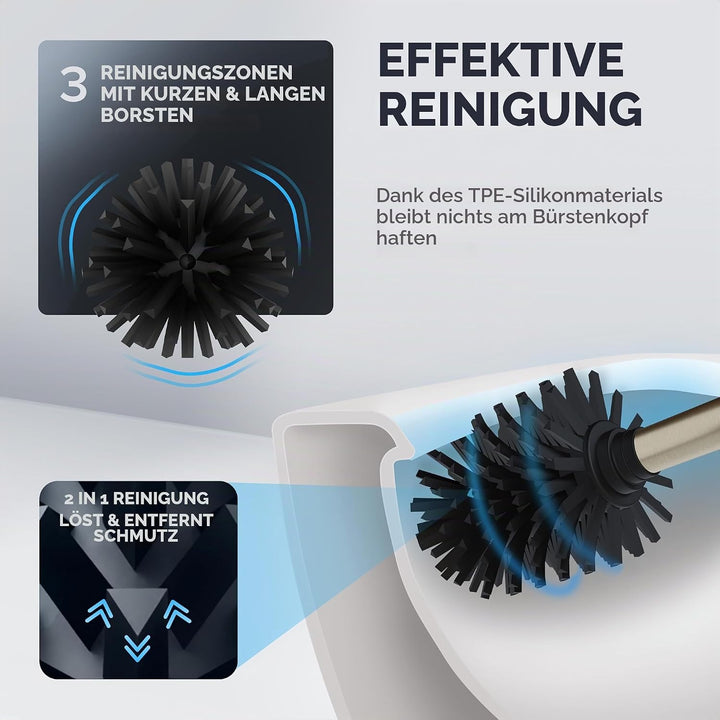 ovimar Toilettenbürste ROMO Gold | Silikon Klobürste | Belüftungsfunktion | frei stehend | Edelstahl