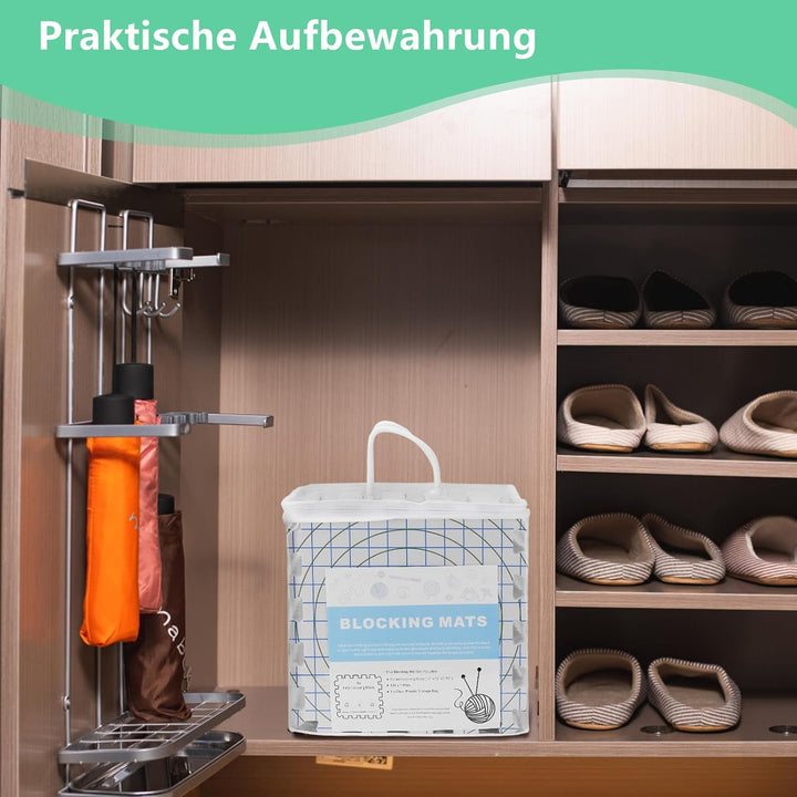 Spannmatten Stricken 9 Stück,Blocking Matte mit 10 kammnadeln,100 T-Nadeln Weiss Mats mit 10 kammnad