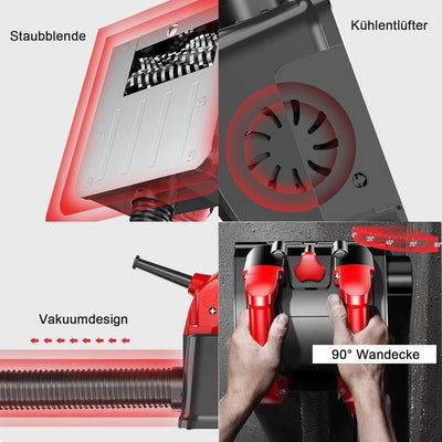VonVVer Betonschleifer 160mm Sanierungsfräse Betonfräse 1680W Schleifer Putzfräse Mauerfräse Hand-Tr