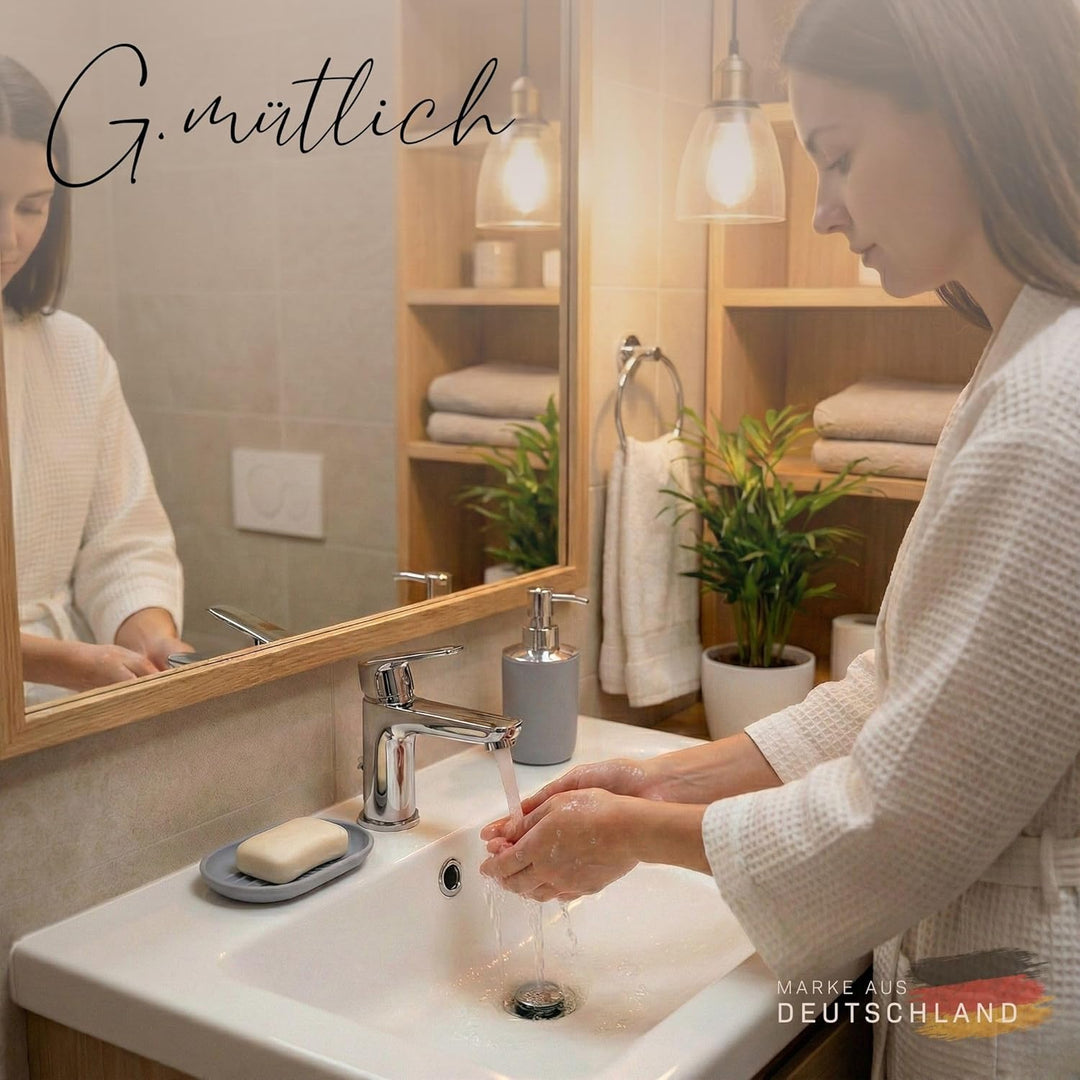 Badezimmer Set 6-teilig, Badaccessoires Komplettset Kunststoff, WC Garnitur mit Klobürste, Mülleimer