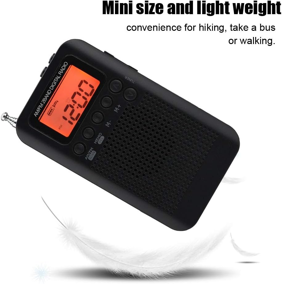 Tragbares Digitales AM FM Radio 2 Band Stereo Taschenradio mit ICD-Bildschirm, Kopfhörer