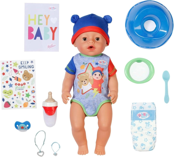 BABY born 836415 Jonas 43cm, Babypuppe mit 10 Funktionen und Accessoires, für Kinder ab 3 Jahren, fu